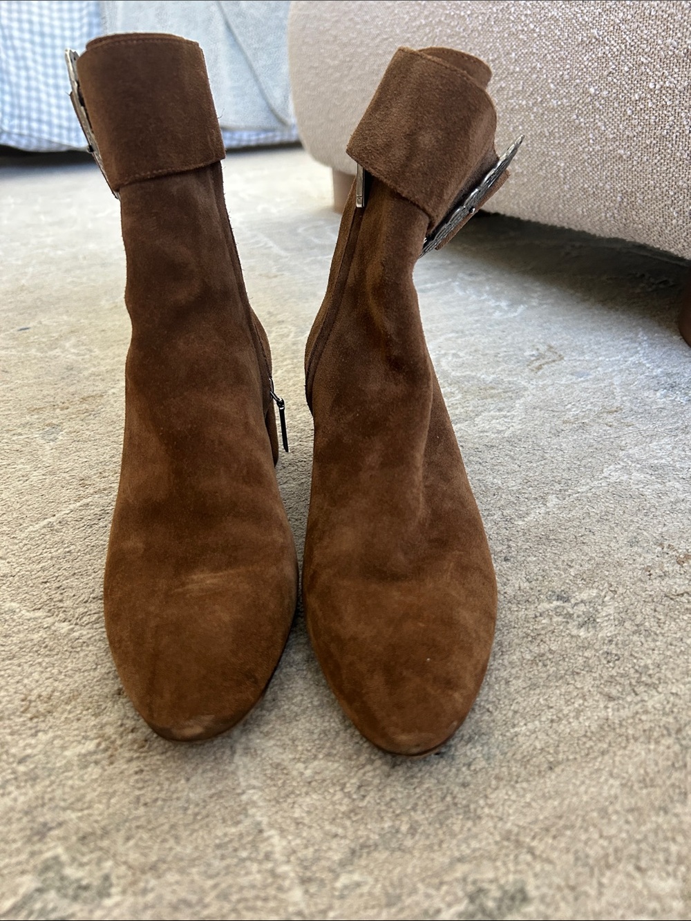 Ysl Saint Laurent Brown Suede Ankle Boots with Decorative Buckle - Women - Picture 6 of 6